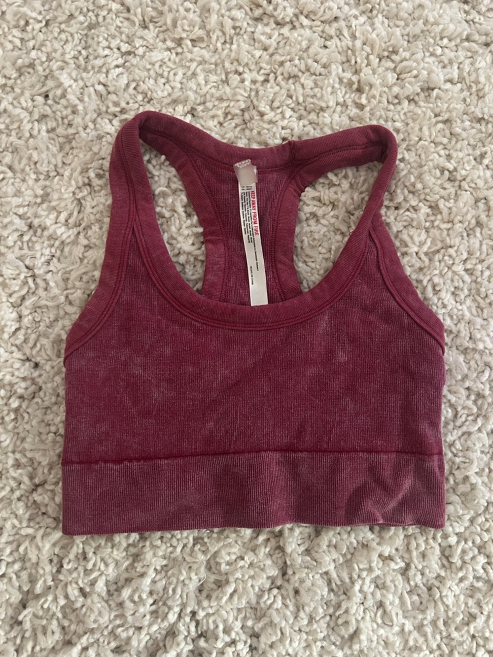 FP Movement by Free People Maroon Ribbed Racerback Sports Bralette
